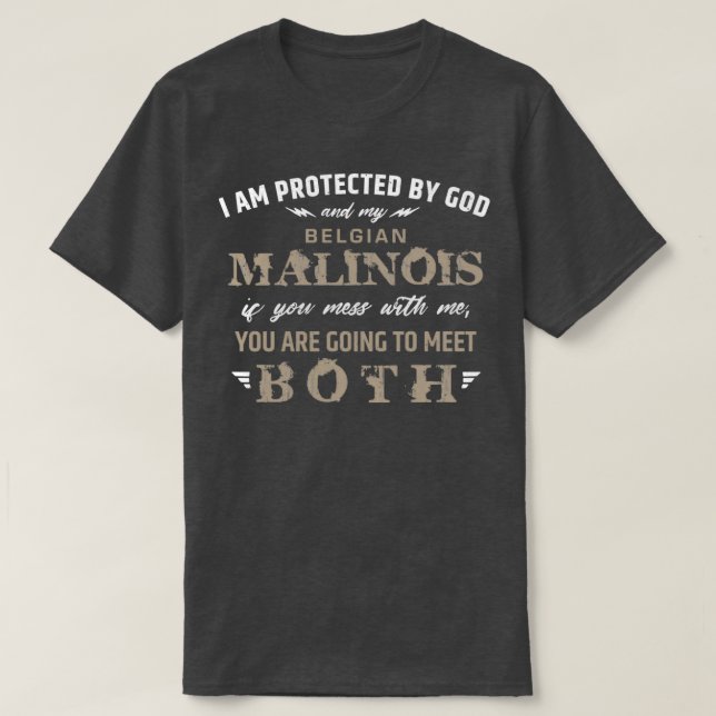 Skyddad av belgisk herde Malinois T Shirt (Design framsida)