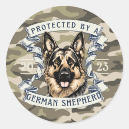 Skyddad av en tysk schäferhund dekal runt klistermärke