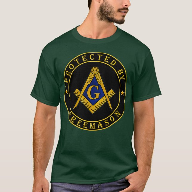 Skyddad av Freemason Masonic-hustrus son-gåva T Shirt (Framsida)