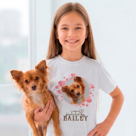 Skyddad av hund Anpassad husdjur Foto Rosa hjärtan T Shirt
