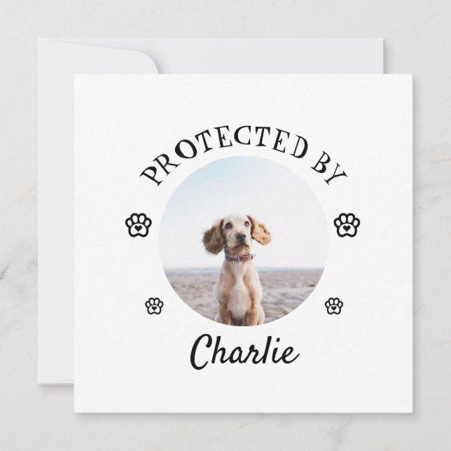 Skyddad Av Hund Foto Tassavtryck Design Julkort (Framsida)