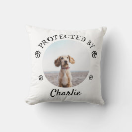 Skyddad Av Hund Foto Tassavtryck Design Kudde