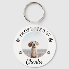 Skyddad Av Hund Foto Tassavtryck Design Nyckelring
