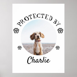 Skyddad Av Hund Foto Tassavtryck Design Poster