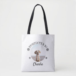 Skyddad Av Hund Foto Tassavtryck Design Tygkasse