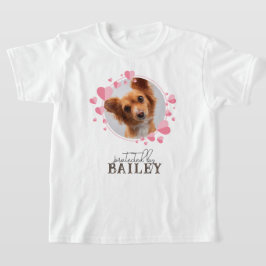 Skyddad av Hund Pet Photo Rosa Hearts T Shirt