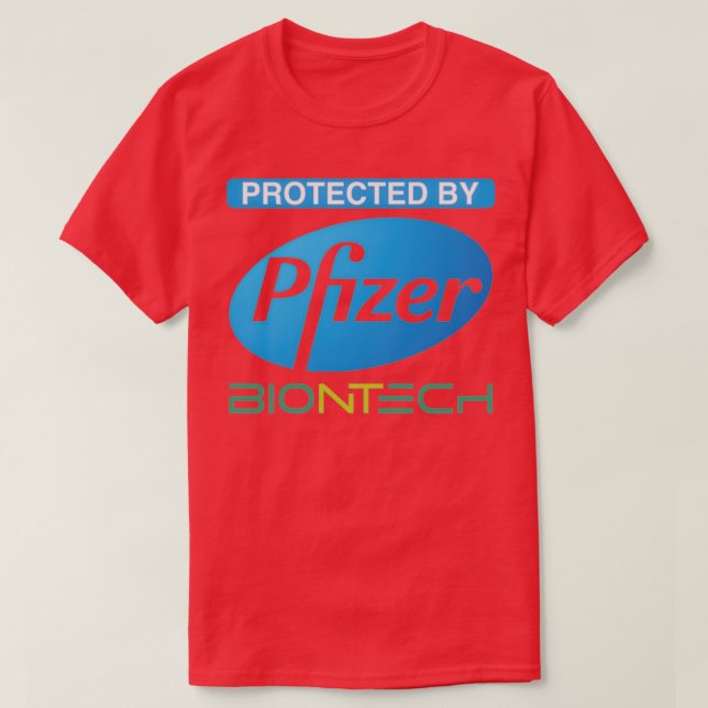 Skyddad av Pfizer Biontech T Shirt (Design framsida)