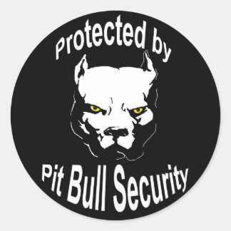 Skyddad av Pit Bull Security Runt Klistermärke