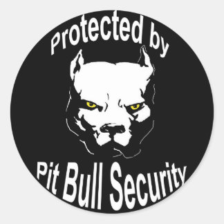 Skyddad av Pit Bull Security Stickers Runt Klistermärke