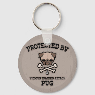 Skyddad av Pug Nyckelring