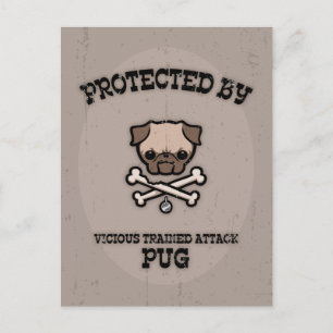 Skyddad av Pug Vykort