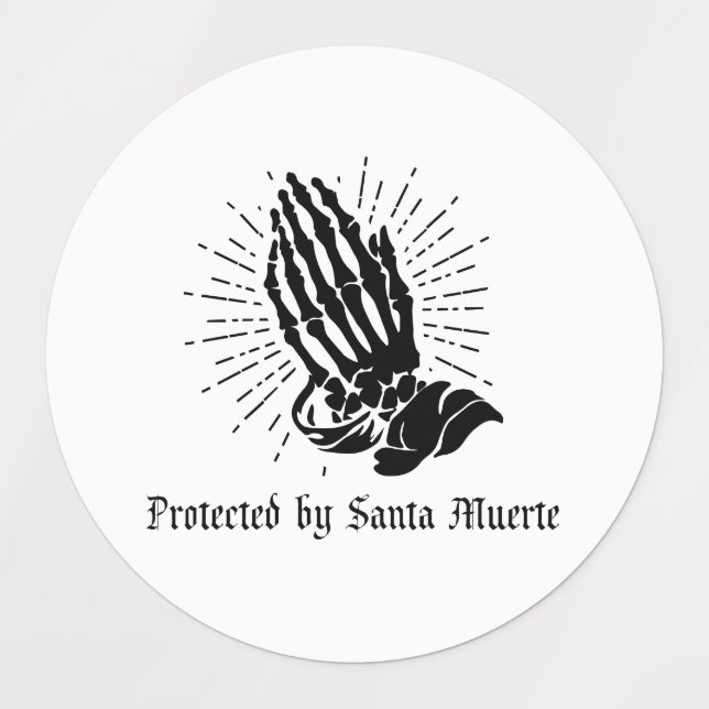 Skyddad av Santa Muerte Klistermärke (Design 1)
