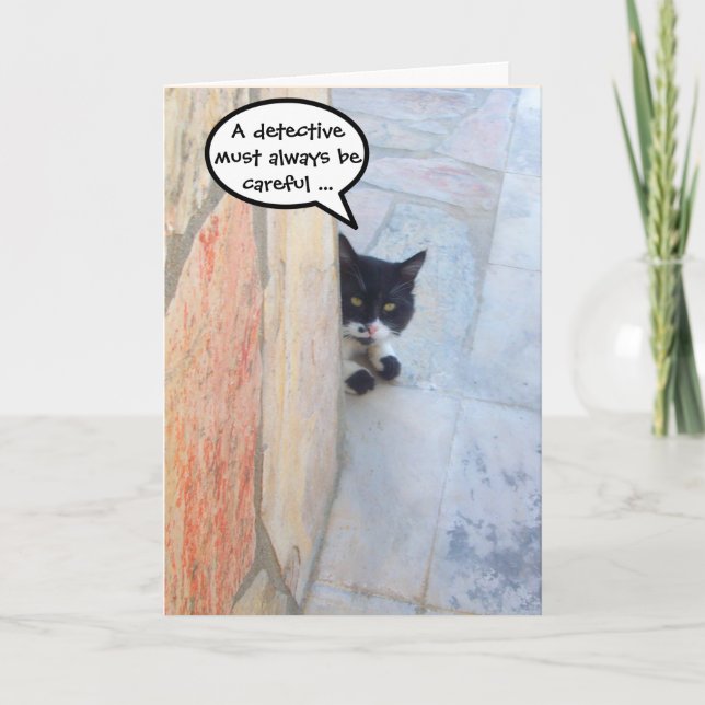SKYDDAD KATT BAKOM STONSKALEN / Fars dag Kort (Framsida)