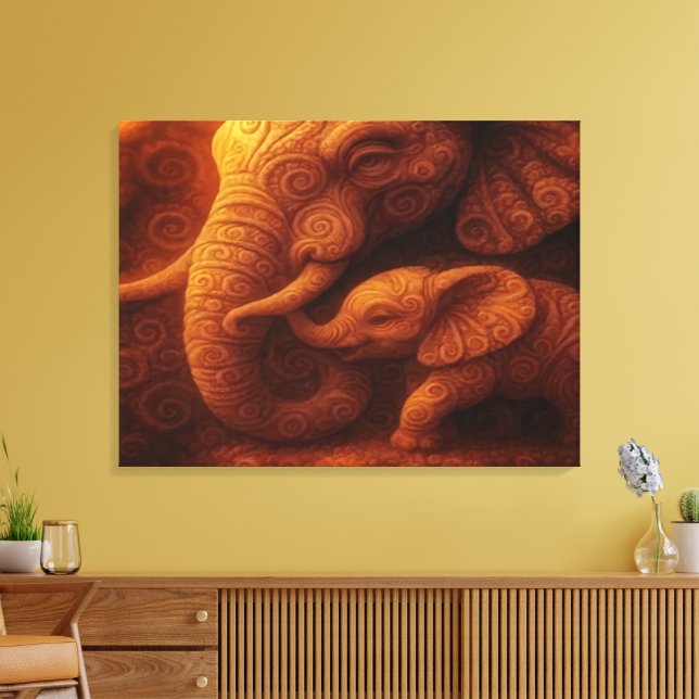 Skyddande elefant  canvastryck (Insitu (Vardagsrum))