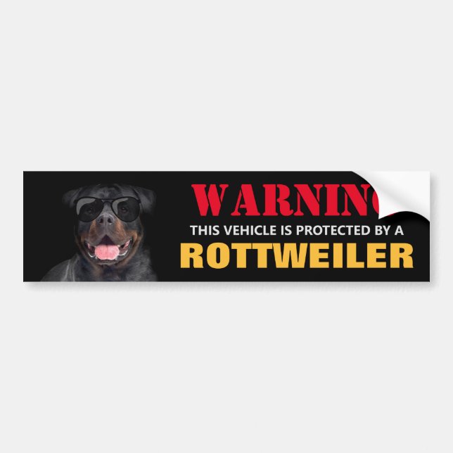 Skyddas av en Rottweiler Bildekal (Framsidan)