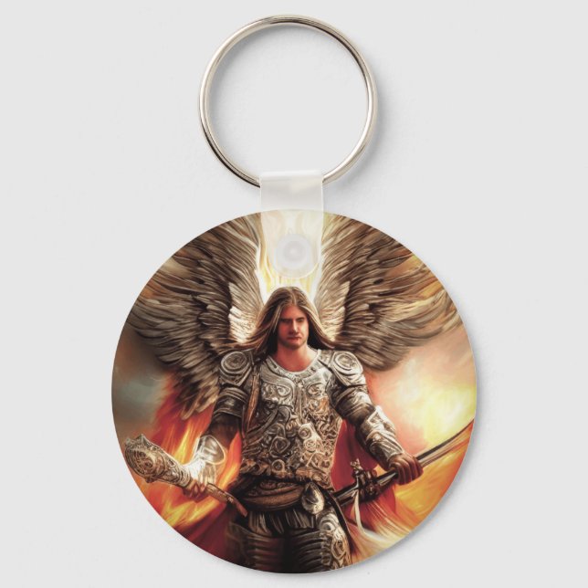 Skyddsängel i Orange av vattenfärg i vattenkraft Nyckelring (Framsida)