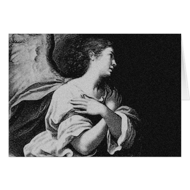 Skyddsängel i svartvitt hälsningskort (Framsidan Horizontal)