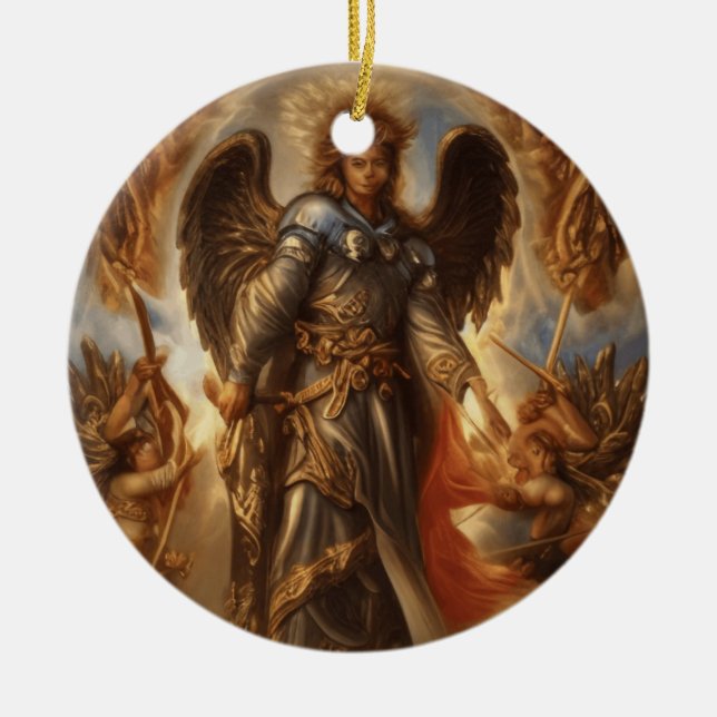 Skyddsängel i vattenfärgsarmor julgransprydnad keramik (Framsidan)