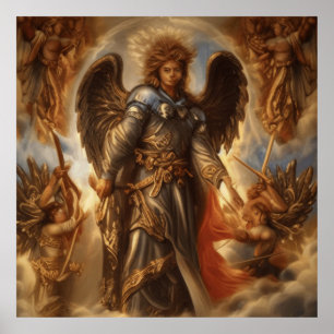 Skyddsängel i vattenfärgsarmor poster