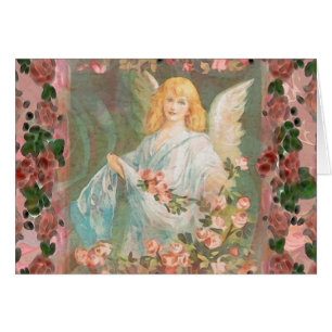 Skyddsängel med rosa ros OBS kort