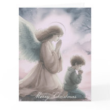 Skyddsängel och barn som ber tillsammans