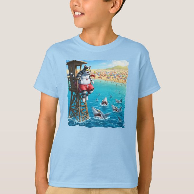 Skyddskatt fångad av högvattnet! t shirt (Framsida)