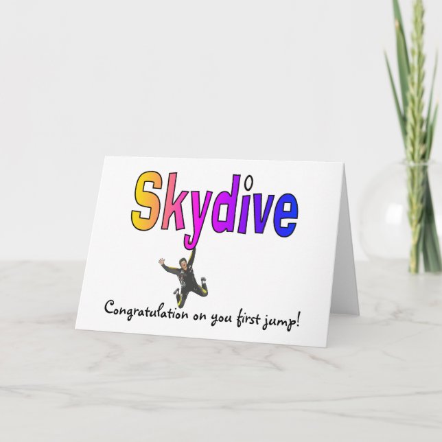 Skydive-Grattis på dig först! Kort (Framsida)