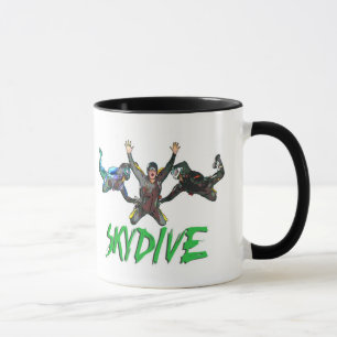 Skydive - grön text mugg