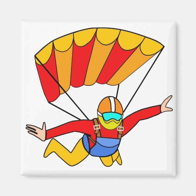 Skydive Red Yello Fallskärm Magnet (Framsidan)