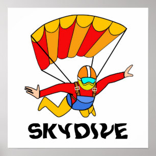 Skydive röd Yello fallskärm Poster