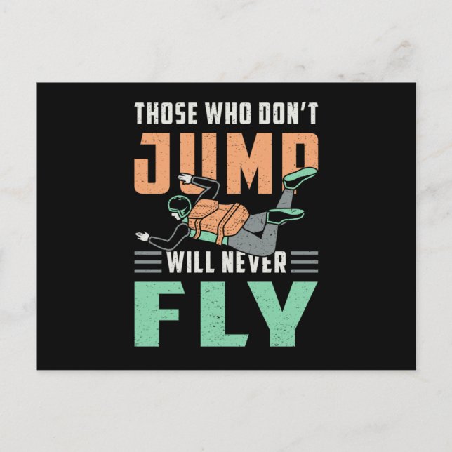 Skydive Skydive Skydiver Jump Retro Funny Gift Vykort (Framsida)