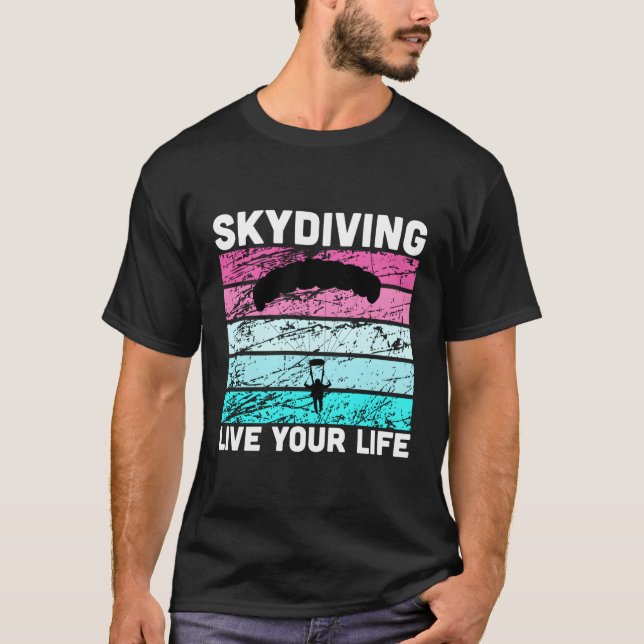 Skydive Tshirt in Retro Färg Tee for Skydiving I (Framsida)