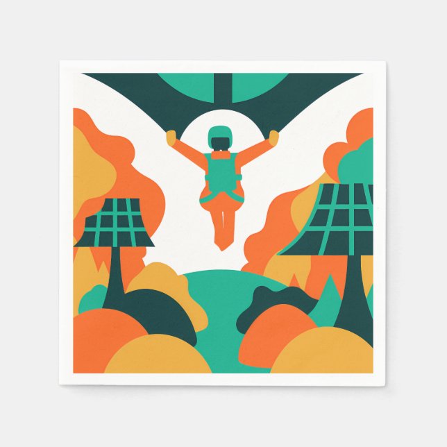 Skydiver Descending Over Solar Powered Landscape Pappersservett (Framsidan)