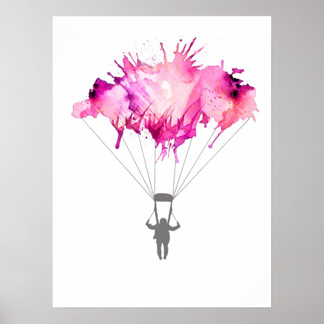 Skydiver Fallskärm Skydiving Parachuting Art Gift Poster (Framsidan)