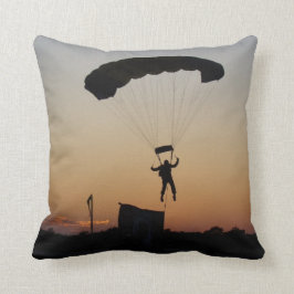 Skydiver Fallskärm vid Sunset Himlar Diver Kudde