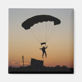 Skydiver Fallskärm vid Sunset Himlar Diver Magnet