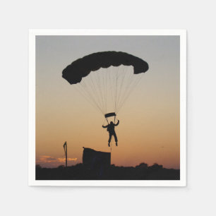 Skydiver Fallskärm vid Sunset Himlar Diver Pappersservett