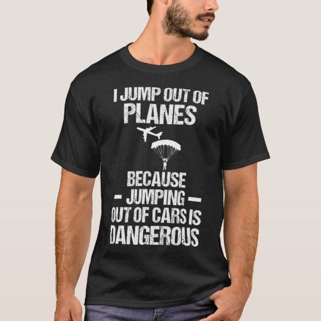 Skydiver ger För manar jump Flygplan-fara T Shirt (Framsida)
