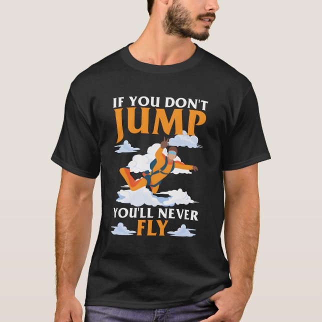 Skydiver Parachuting Himlar Dive Skydiving T Shirt (Framsida)