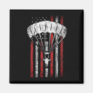 Skydiver Silhouette - Skydiving American Flagga - Magnet