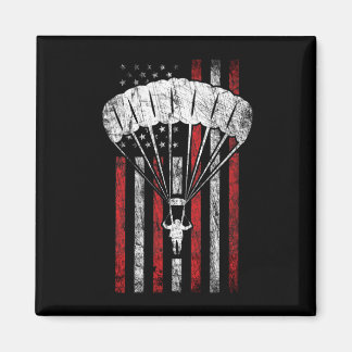 Skydiver Silhouette - Skydiving American Flagga -  Magnet