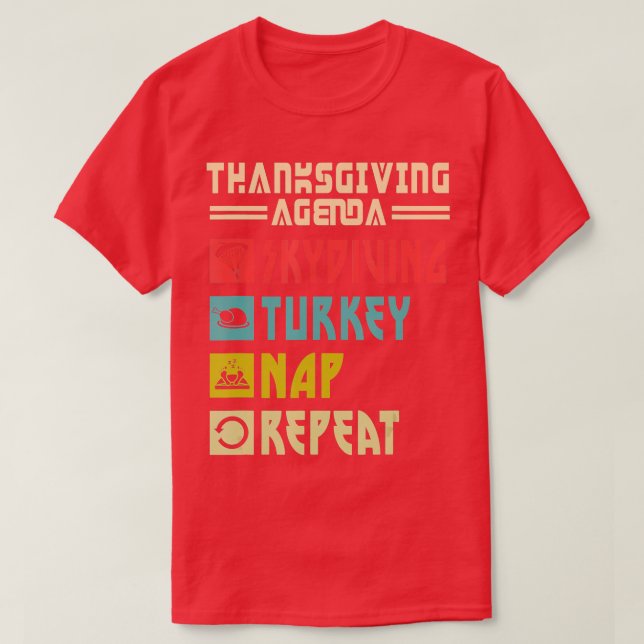 Skydiver Turkey Nap Repeat Funny Skydiving Thanksg T Shirt (Design framsida)