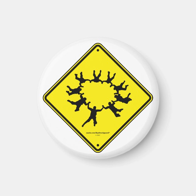 Skydivers Caution Sign Magnet (Framsidan)