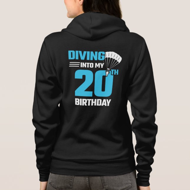 Skydiving Birthday - 20:e - Första gången Skydivin T Shirt (Baksida)