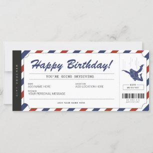 Skydiving Birthday Gift Biljett Voucher Certificat