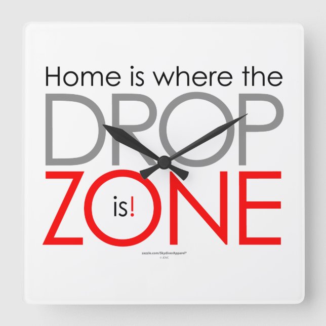 Skydiving Drop Zon Fyrkantig Klocka (Framsida)