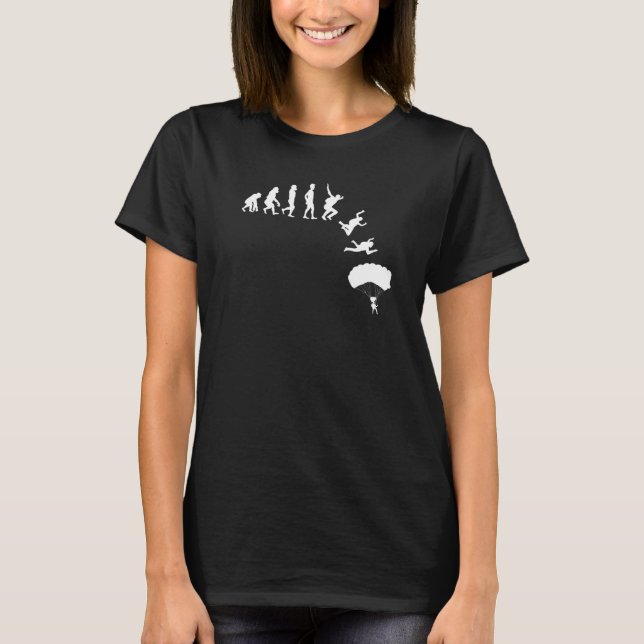 Skydiving Evolution Fallskärm Skydiver T Shirt (Framsida)