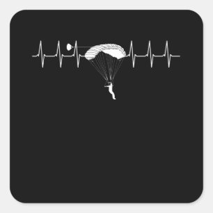 Skydiving Fallskärm Heartbeat Skydive Pulse Fyrkantigt Klistermärke