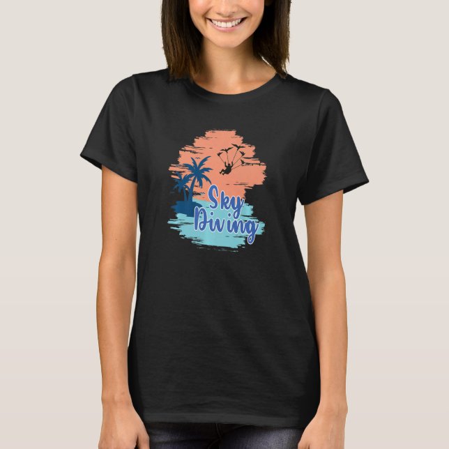 Skydiving Fallskärm T Shirt (Framsida)