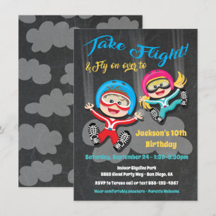 Skydiving födelsedagsfest inbjudan
